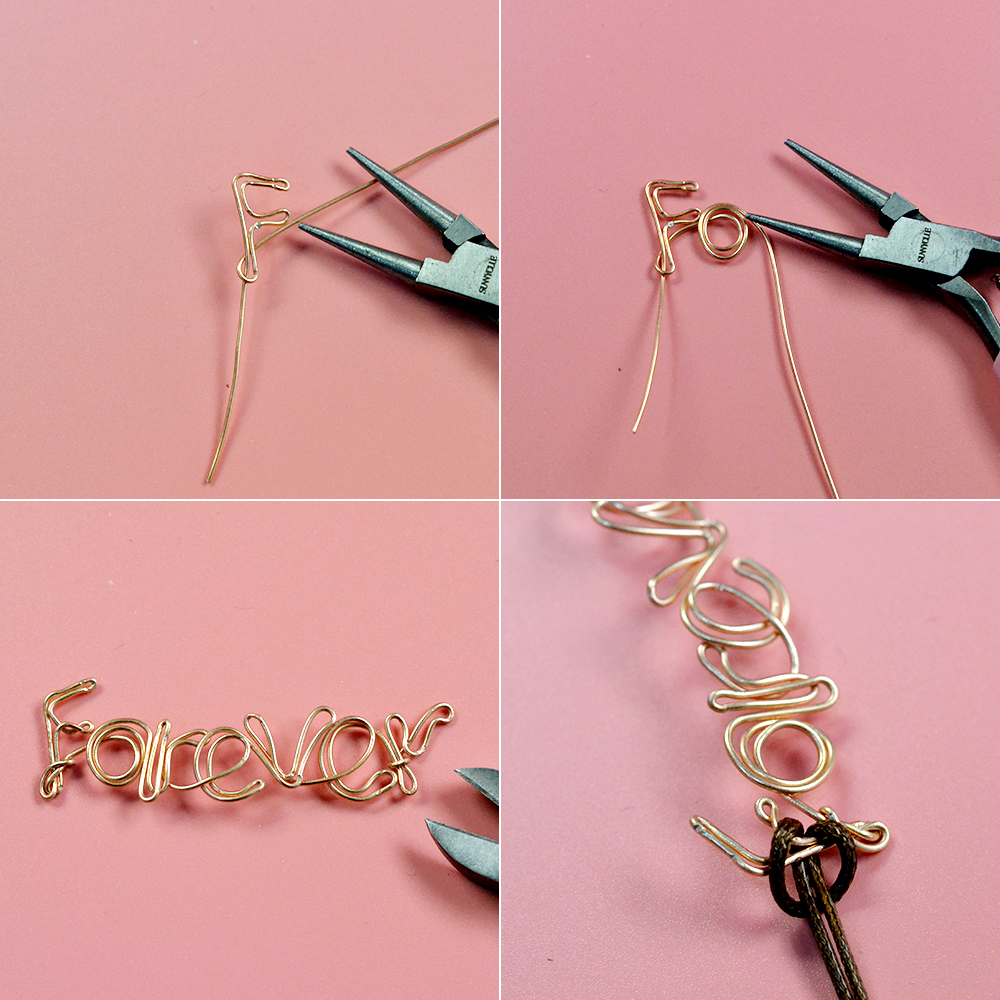 Персонализированный браслет из проволоки с надписью-3