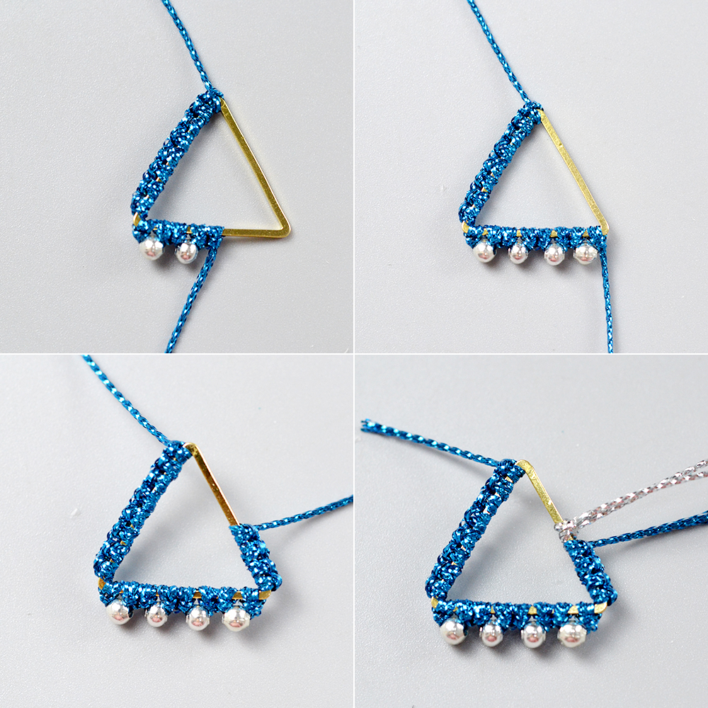 Треугольные серьги с нитками-6