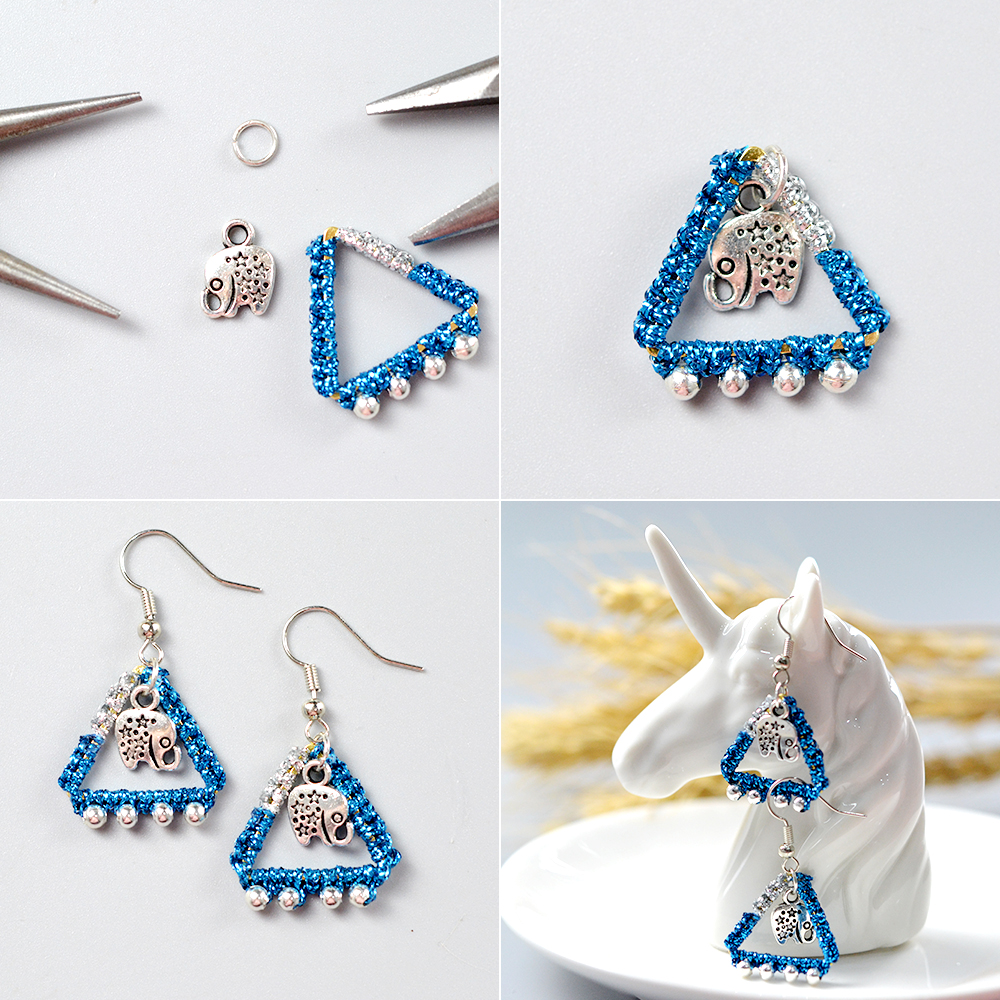 Треугольные серьги с нитками-7