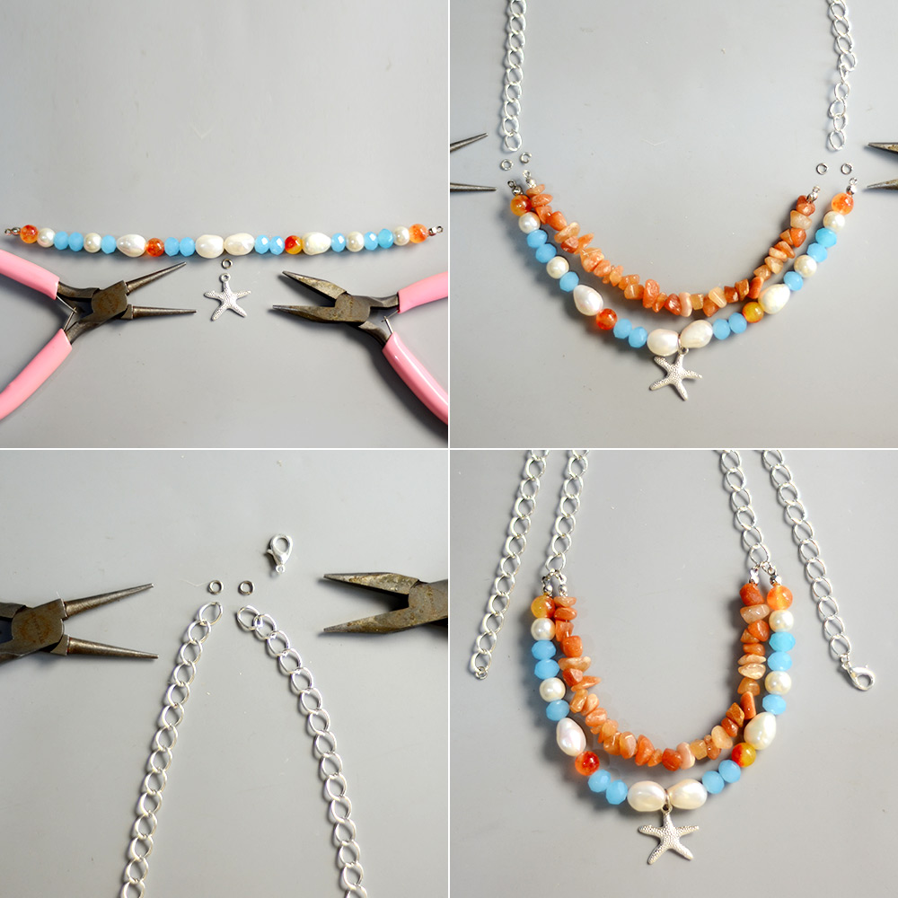 Колье из двух нитей из бисера