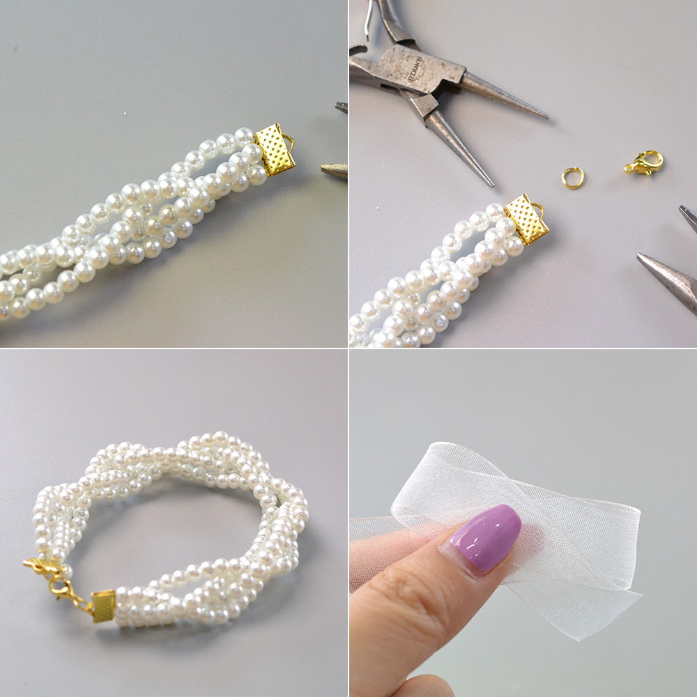 Perlenarmband mit Schleife