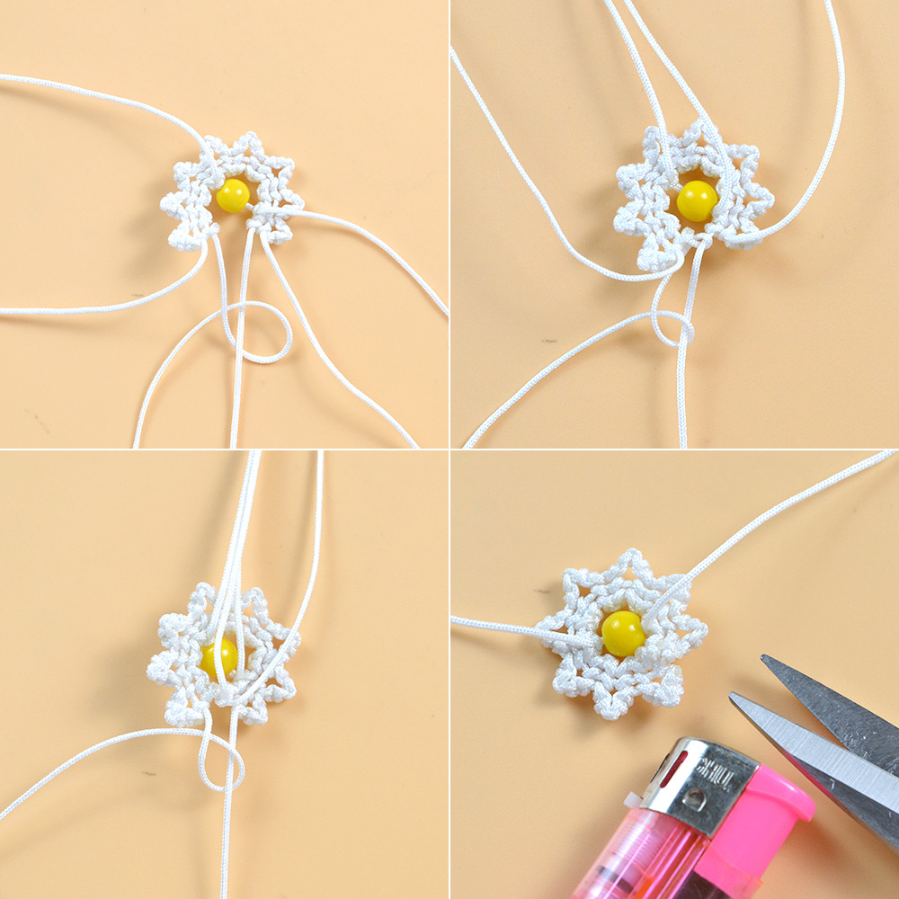 Плетеный браслет в виде ромашки