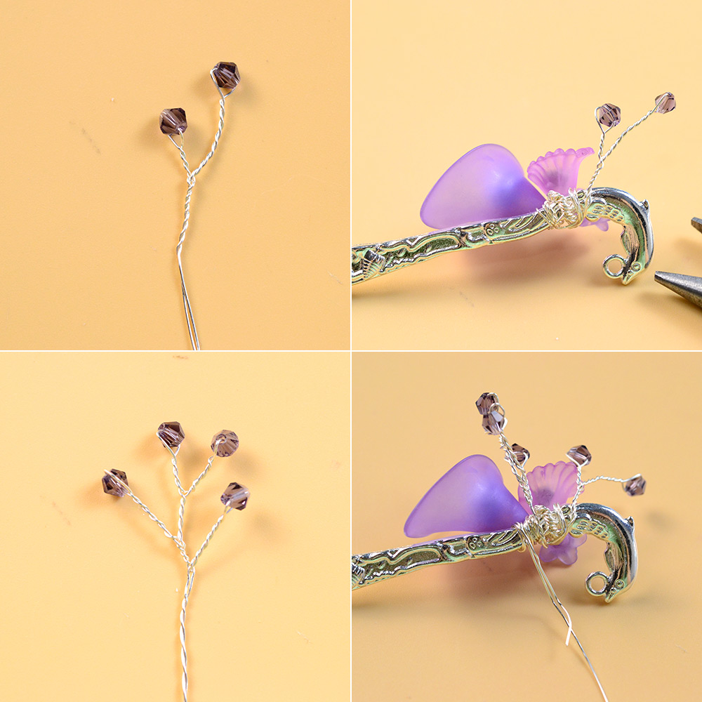 紫の花のヘアスティック
