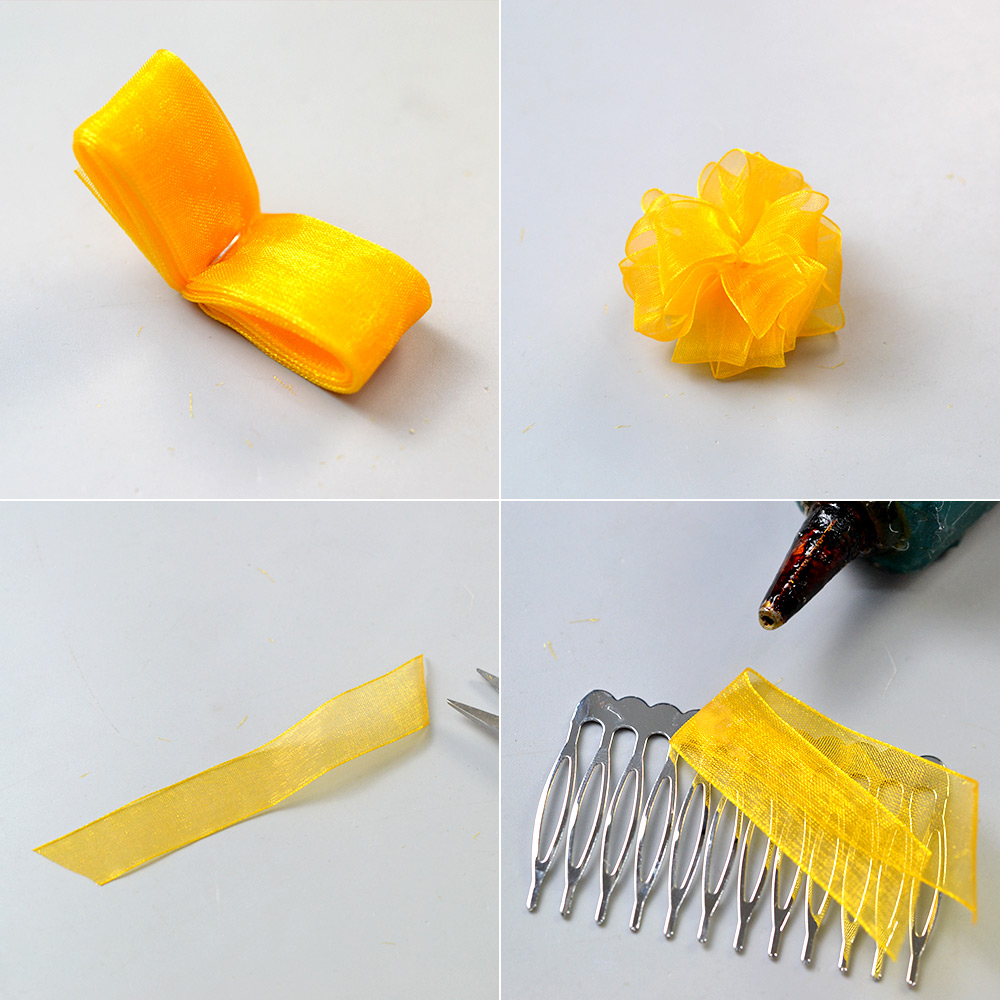 Расческа для волос с лентой и цветком