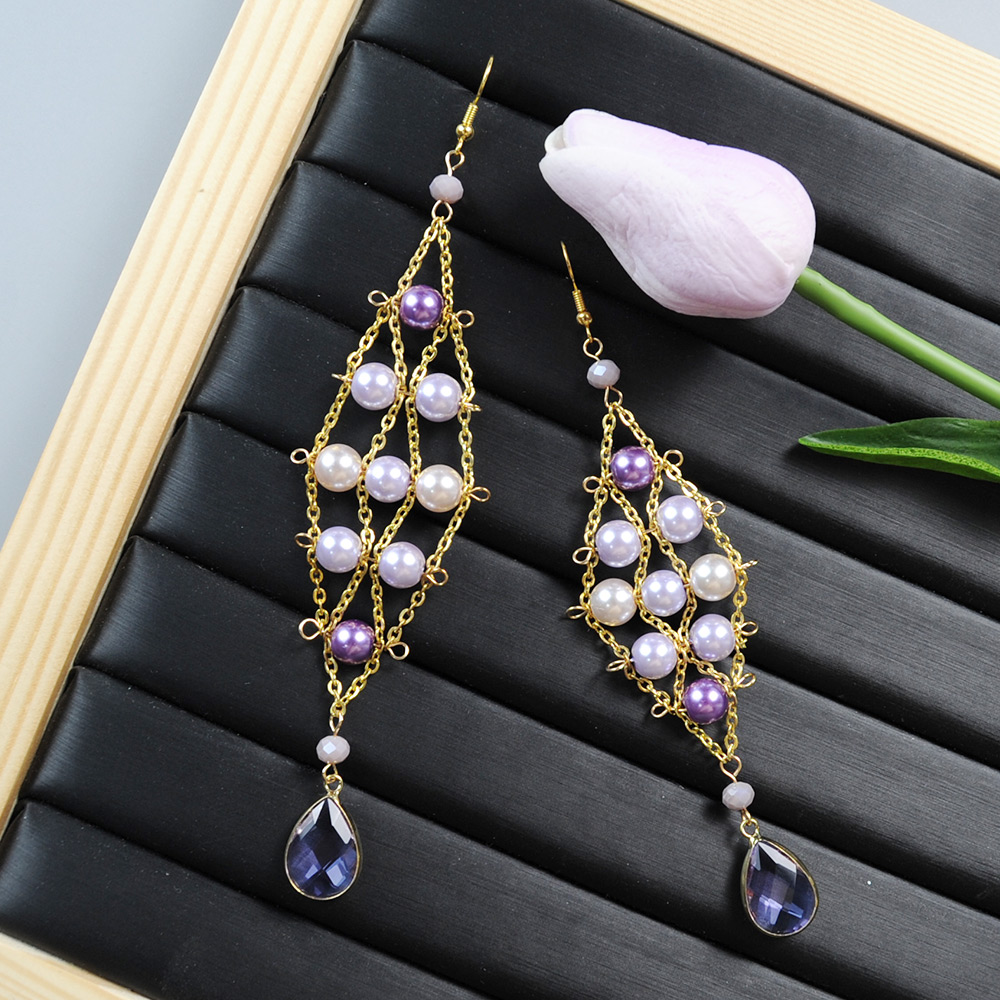 Серьги с цепочкой и жемчугом