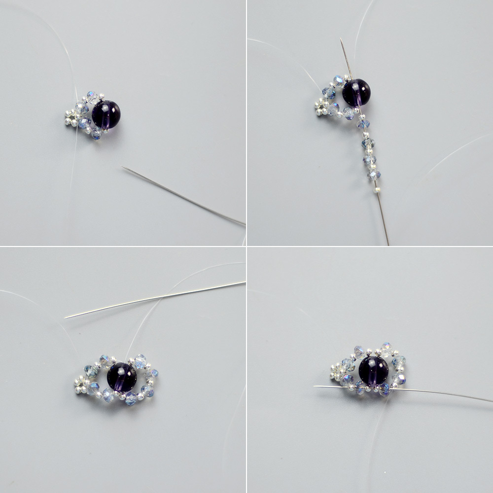 Фиолетовый браслет из стеклянных бусин-4