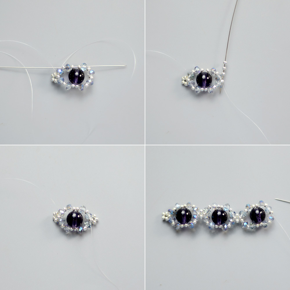 Фиолетовый браслет из стеклянных бусин-5