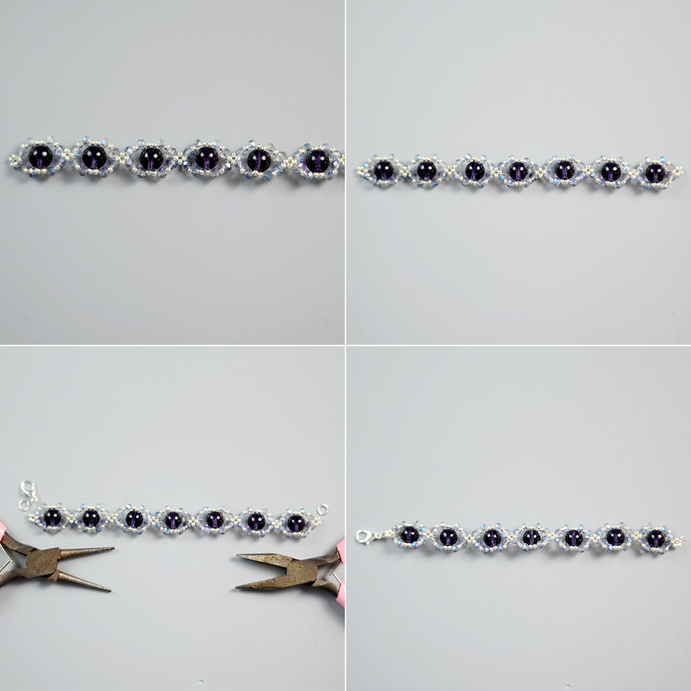 Фиолетовый браслет из стеклянных бусин-6