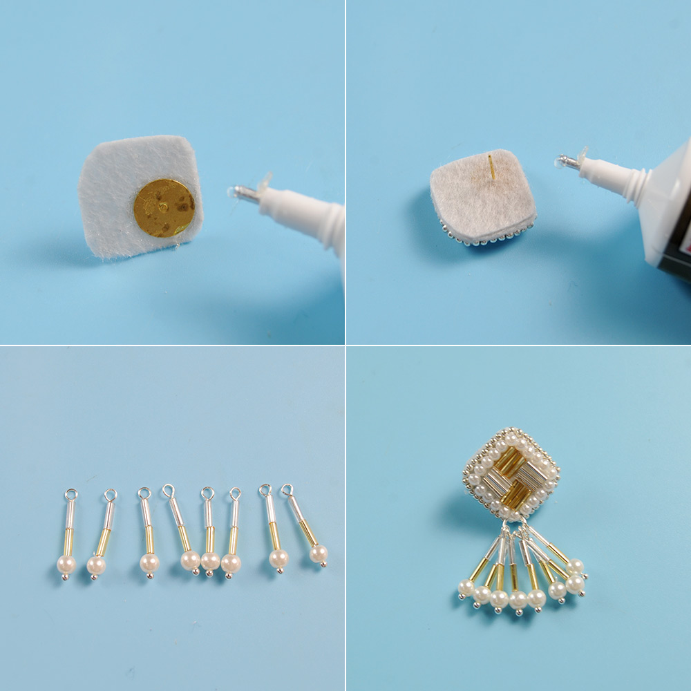 Серьги из стекляруса и жемчуга-5