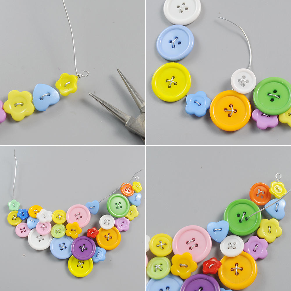 Колье с разноцветными пуговицами-4