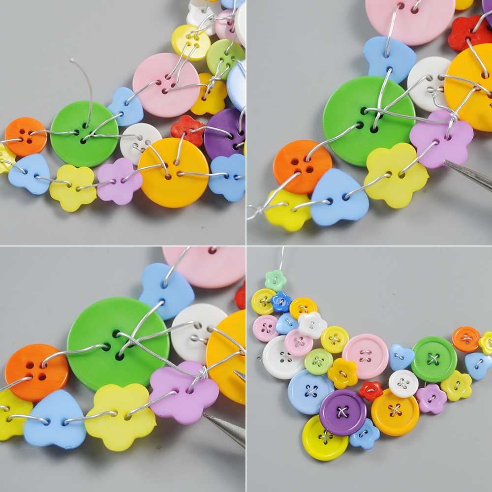 Колье с разноцветными пуговицами-5