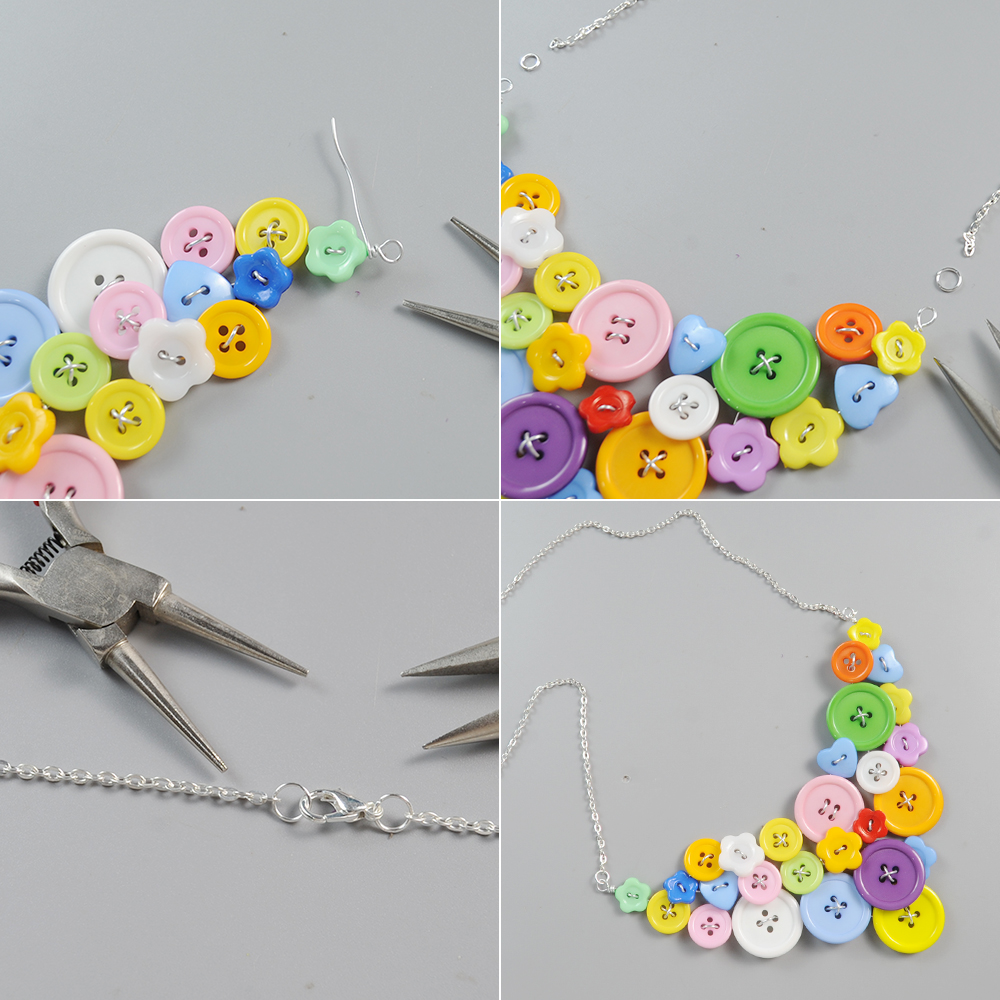 Колье с разноцветными пуговицами-6