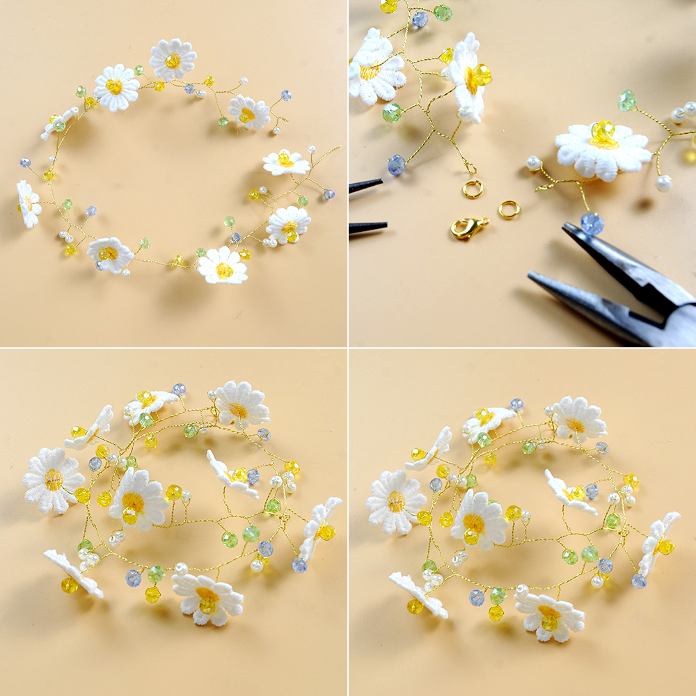 Милый браслет в виде ромашки из проволоки с эффектом памяти-4