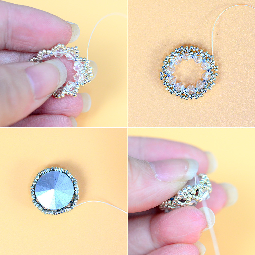 Серьги из бисера с кабошонами из страз