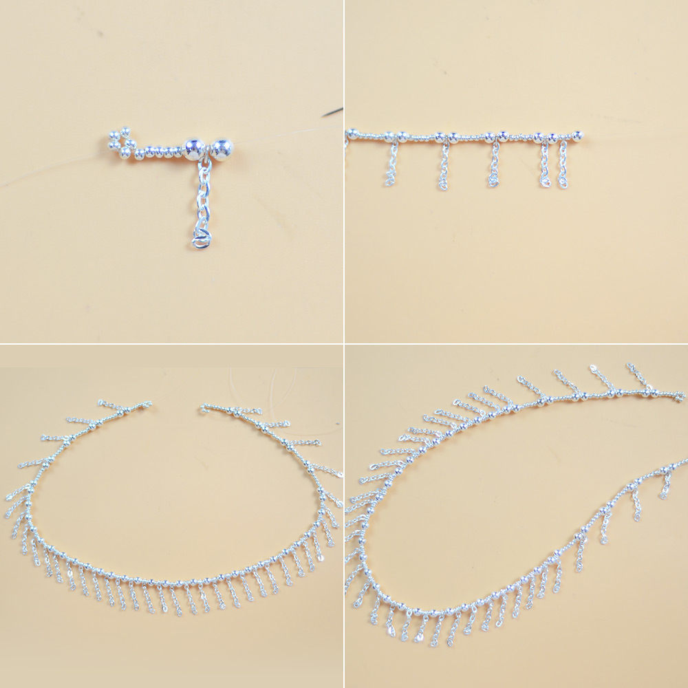 Collar de plata de moda de múltiples hilos