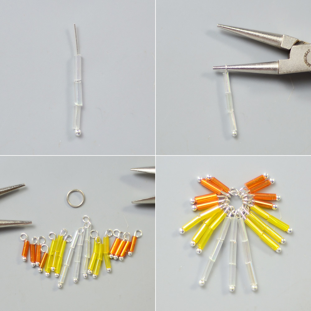 Колье с агатовыми стеклярусами и свисающими бусинами-3