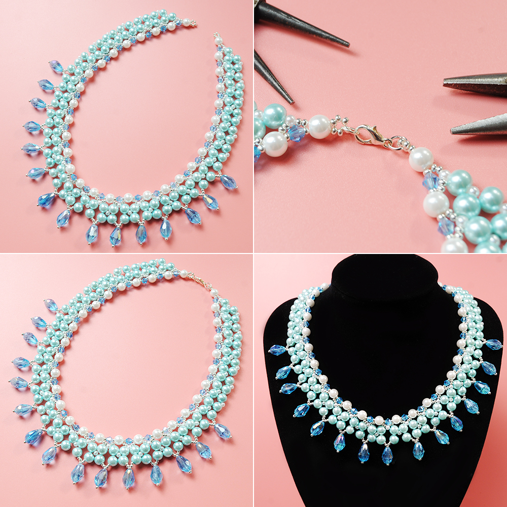 Колье-нагрудник с жемчугом и несколькими нитями-6