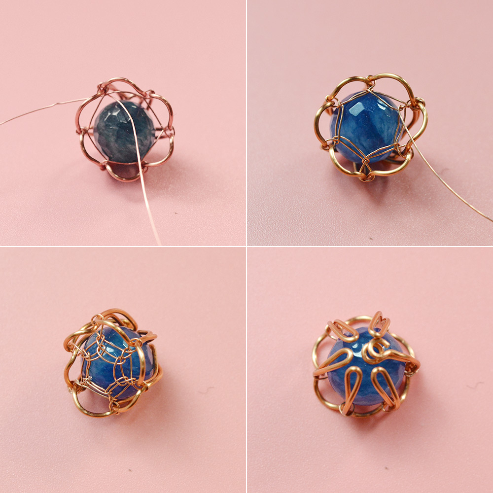 Колье в виде лилии из проволоки-5