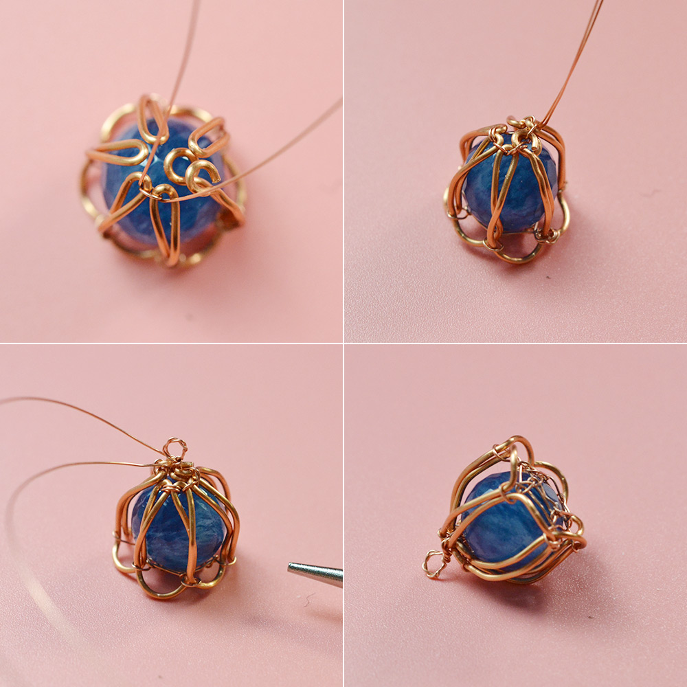 Колье в виде лилии из проволоки-6