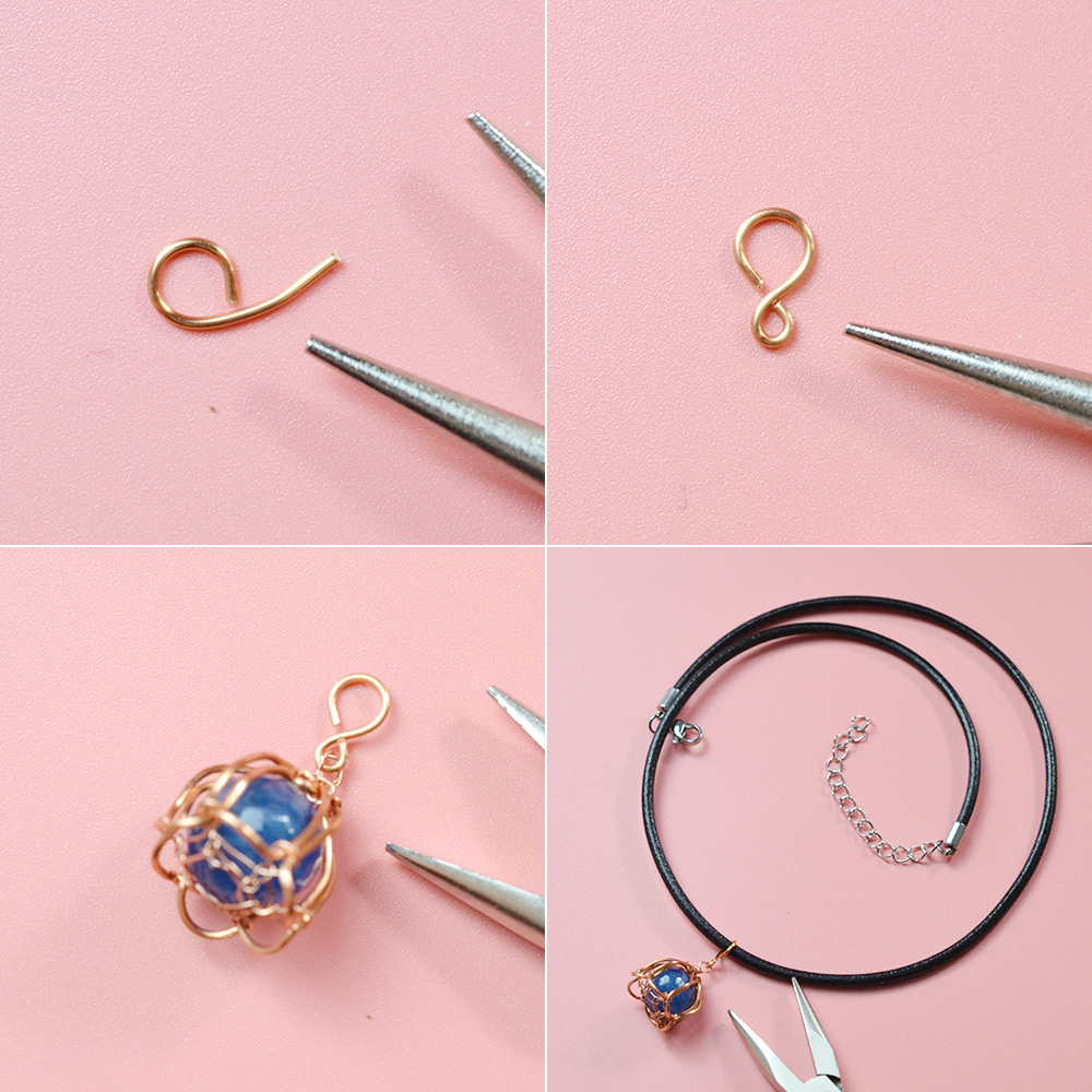 Колье в виде лилии из проволоки-7