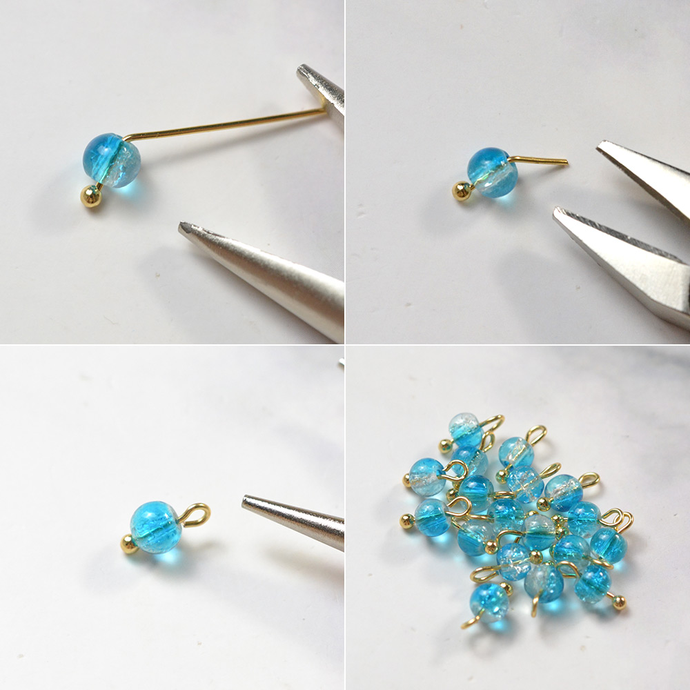 Серьги с висячими синими стеклянными бусинами-5