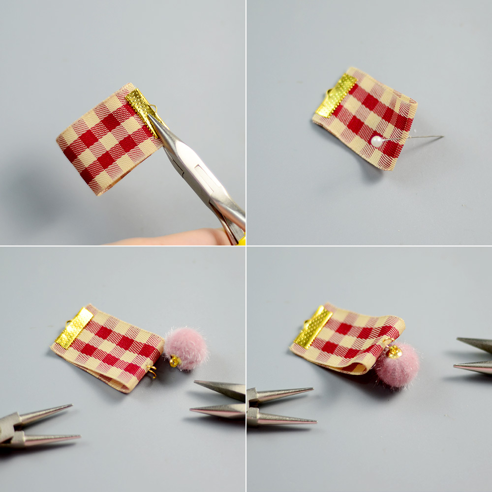 Осенние серьги-шарики с помпонами-4