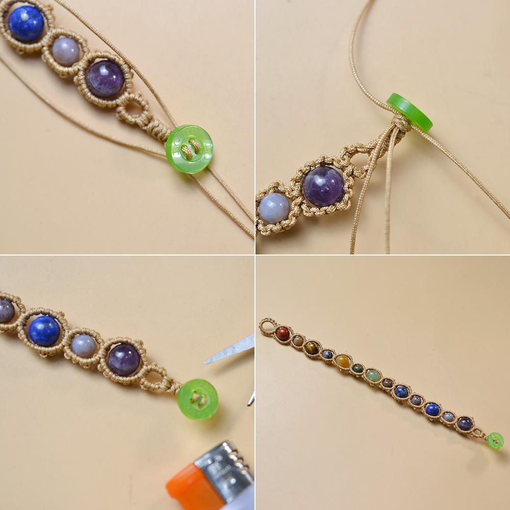 Geflochtenes Armband mit verschiedenen Edelsteinen