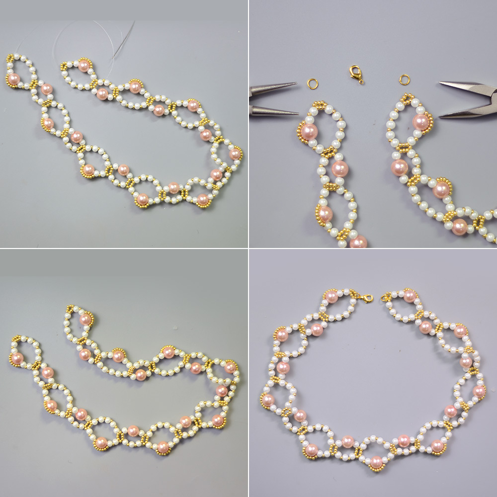 Collar de perlas rosa dulce