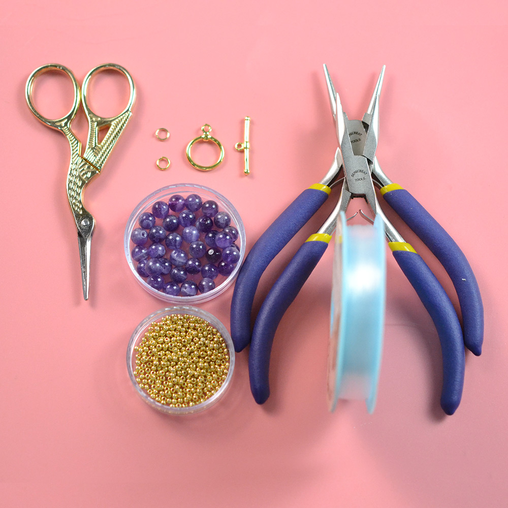 Плетеный браслет с камнем и аметистом-2