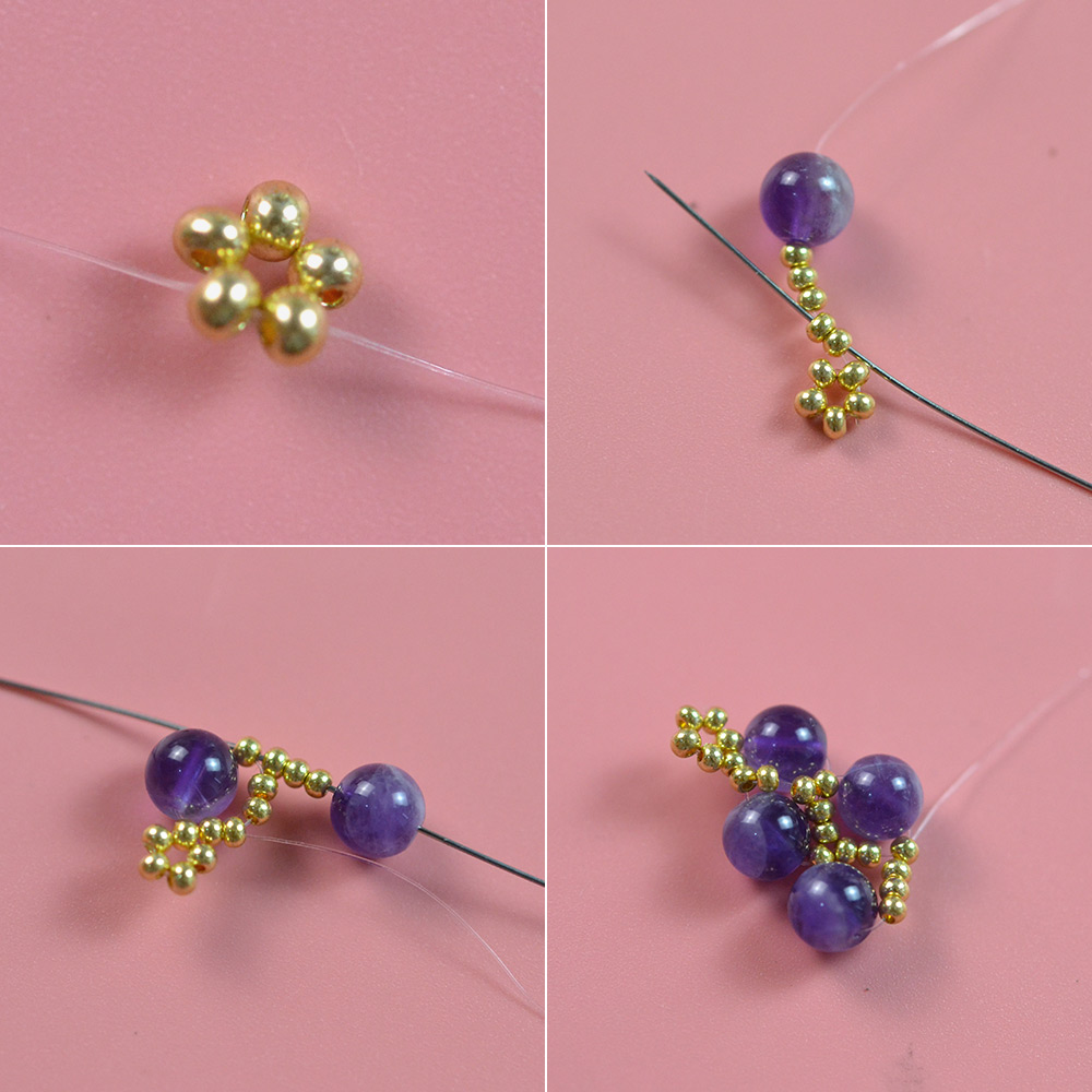 Плетеный браслет с камнем и аметистом-3