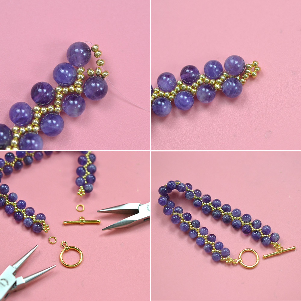 Плетеный браслет с камнем и аметистом-4