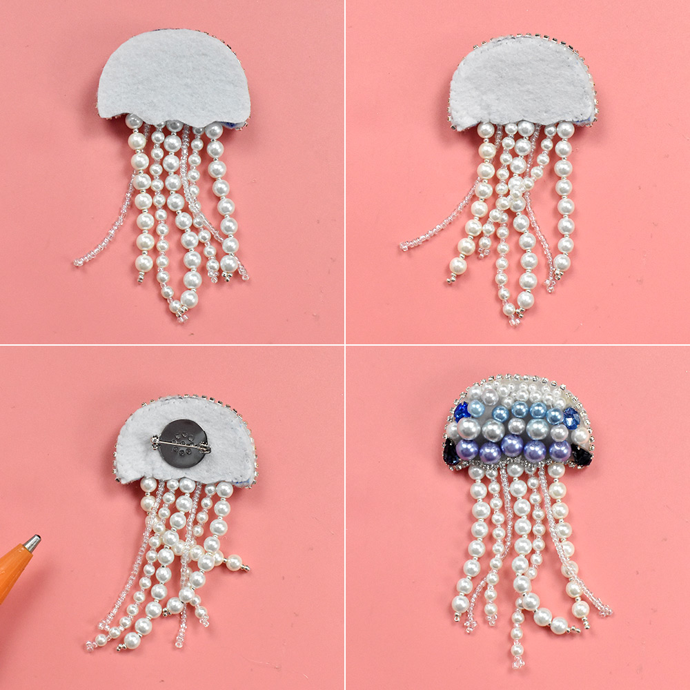 Брошь в форме медузы с жемчугом-5