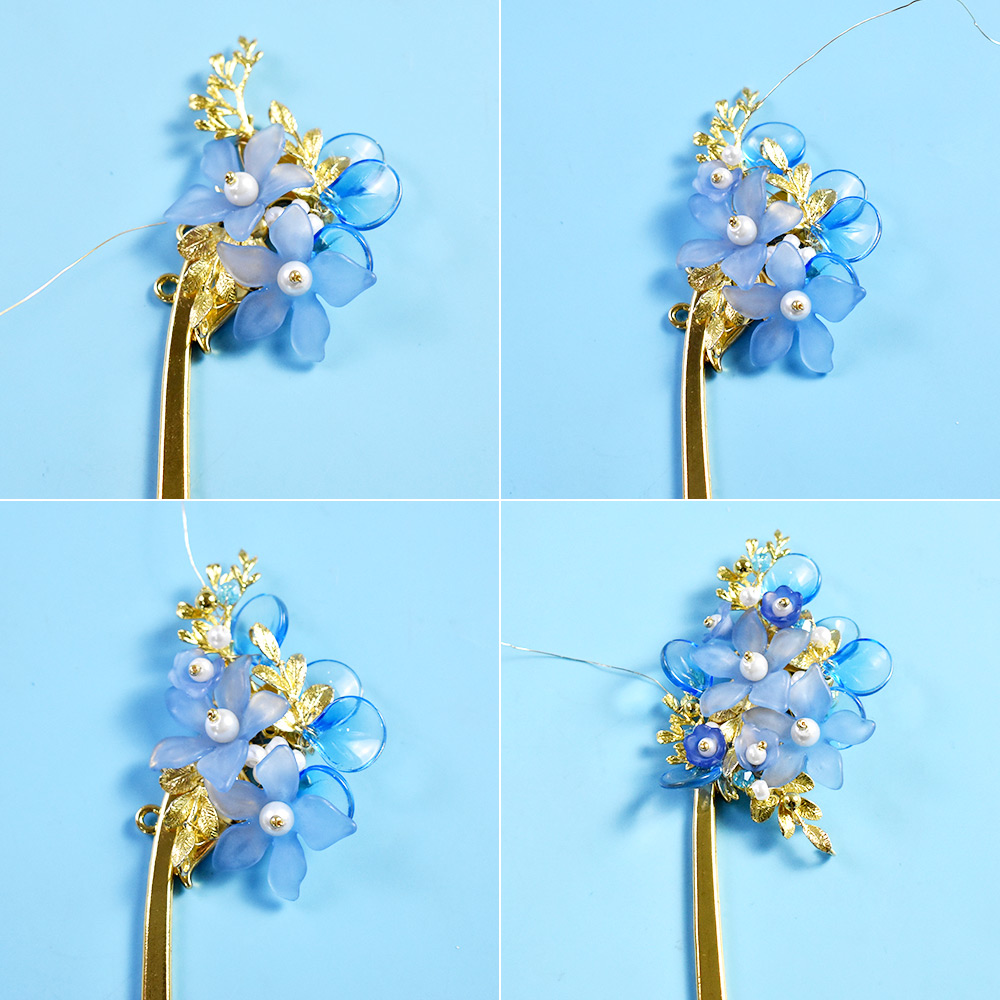 Синий элегантный аксессуар для волос с кисточкой