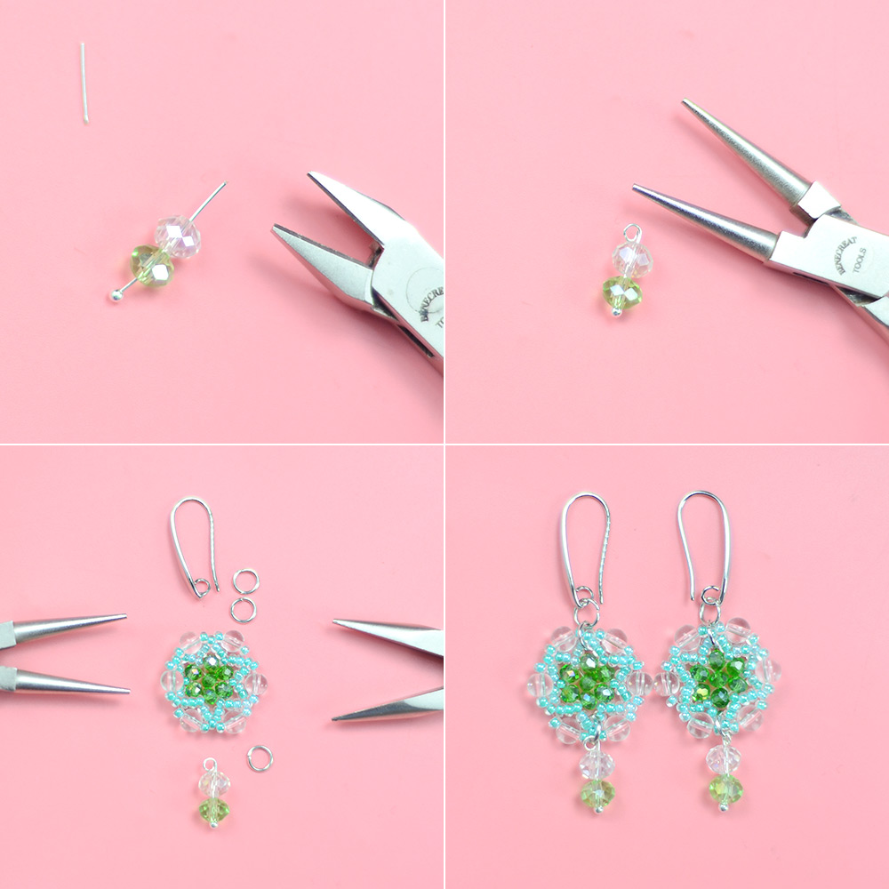 Блестящие серьги зеленого цвета с кристаллами-7