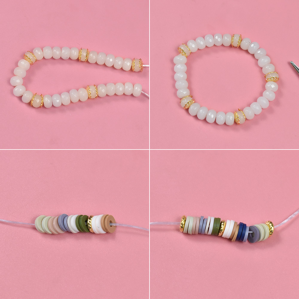 Мульти-браслет из глиняных бусин с подвесками-3