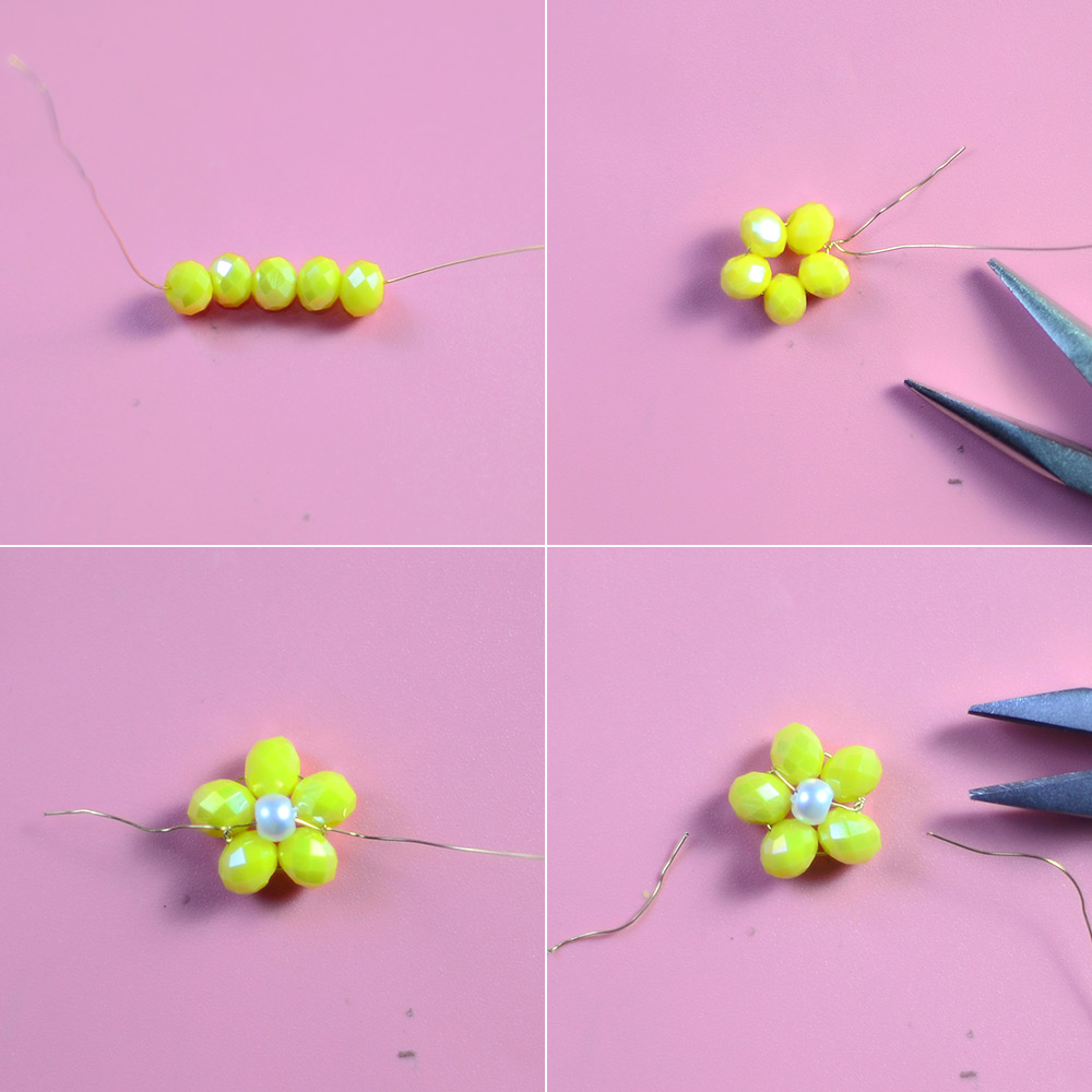 Bunte Perlenkette mit Blumenmuster