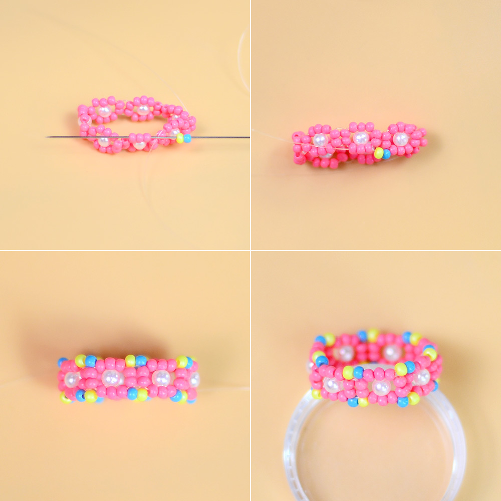 Buntes Saatperlen-Ring-Set