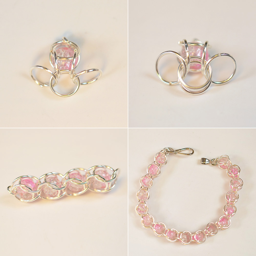 PandaHall Selected мастер-класс по изготовлению розового браслета с кольцами для прыжков.-3