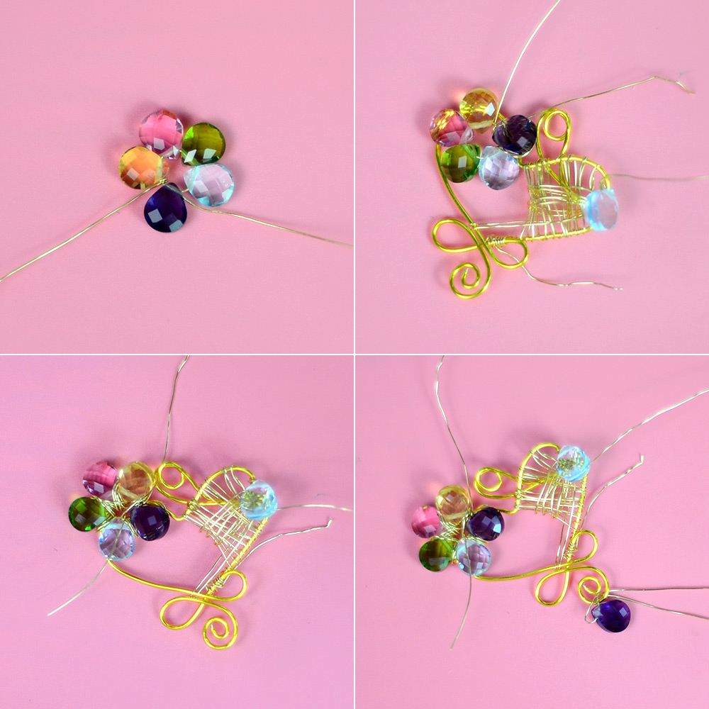 Серьги в форме сердечек с проволокой-6