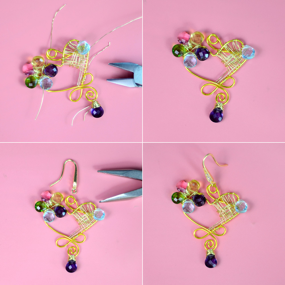 Серьги в форме сердечек с проволокой-7