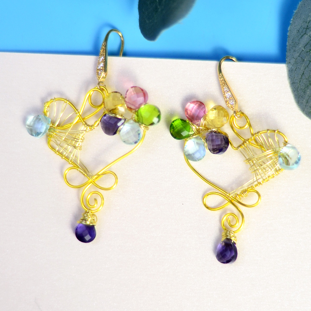 Серьги в форме сердечек с проволокой-8