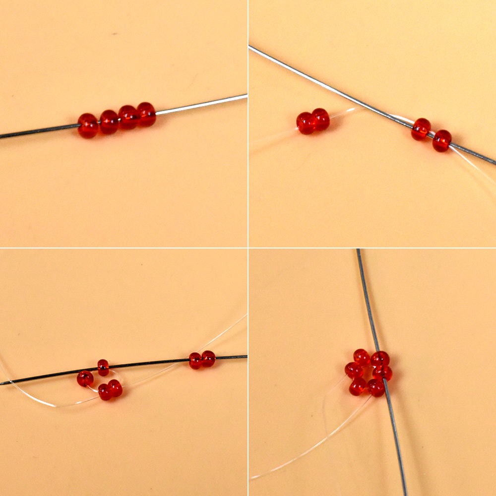 Пусеты в форме шариков с разноцветными бусинами-3