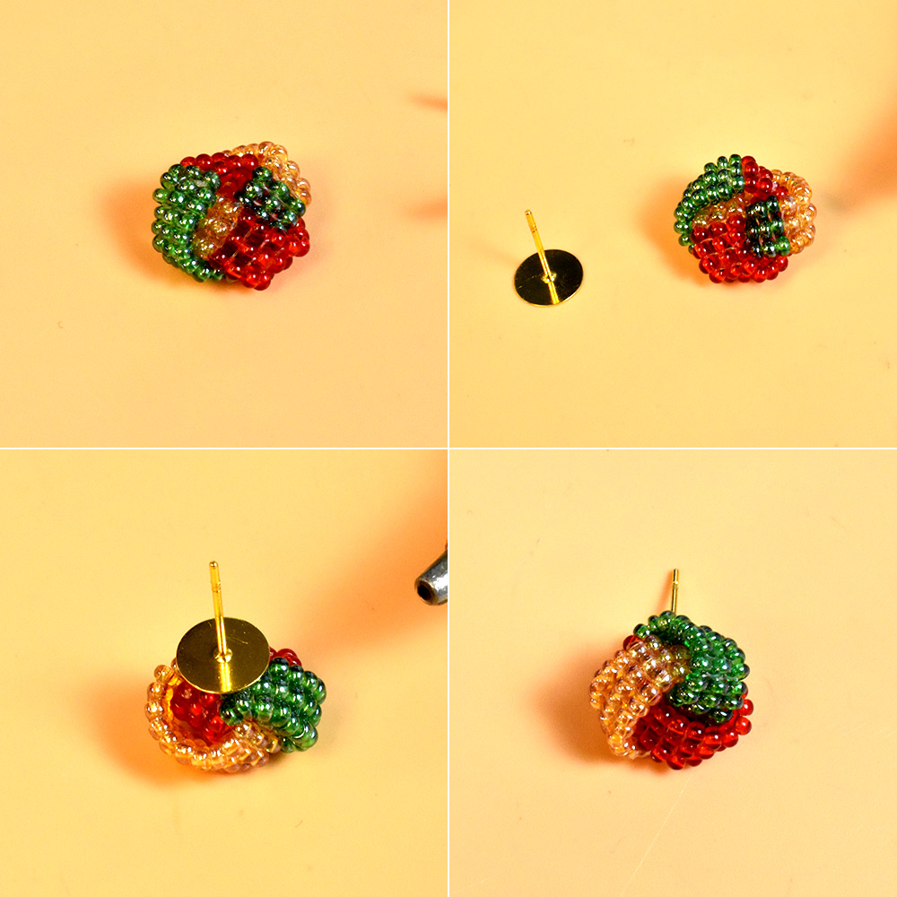 Пусеты в форме шариков с разноцветными бусинами-8