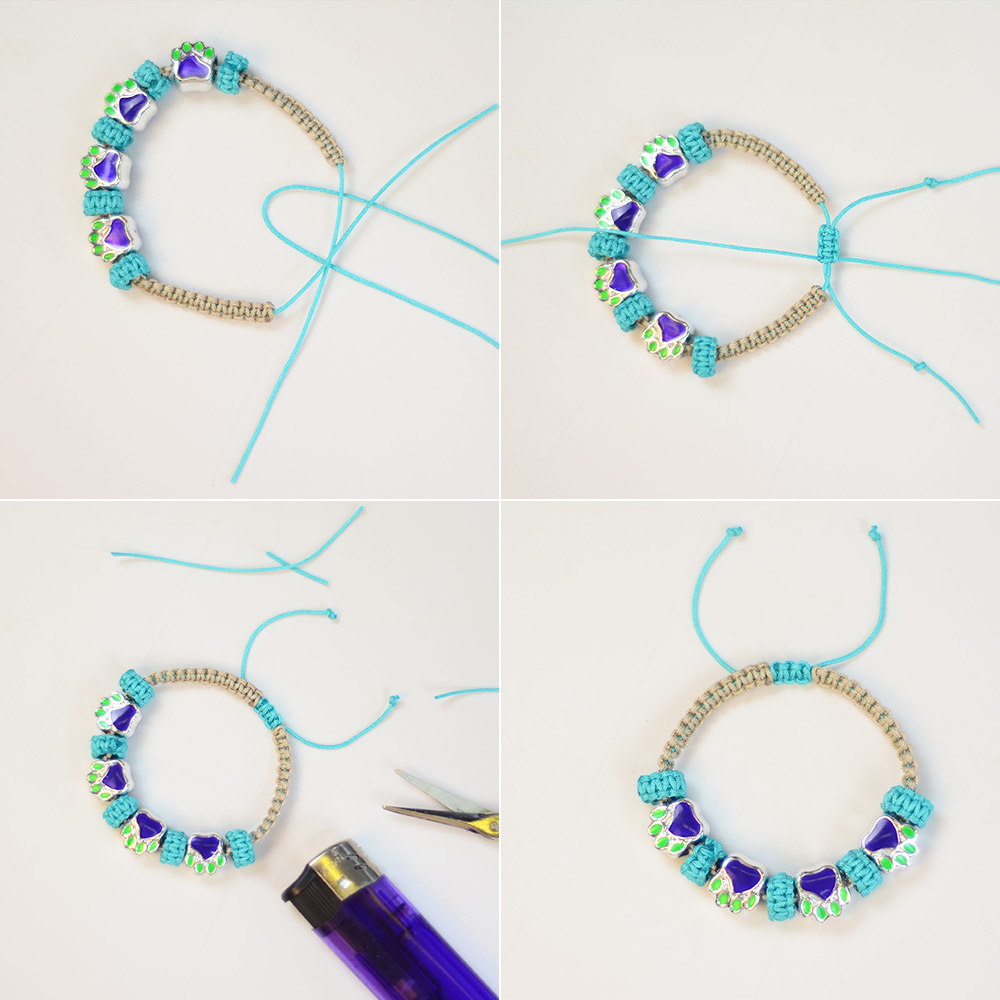 PandaHall Selected мастер-класс по плетению браслета из бусин в виде кошачьих лапок.-6