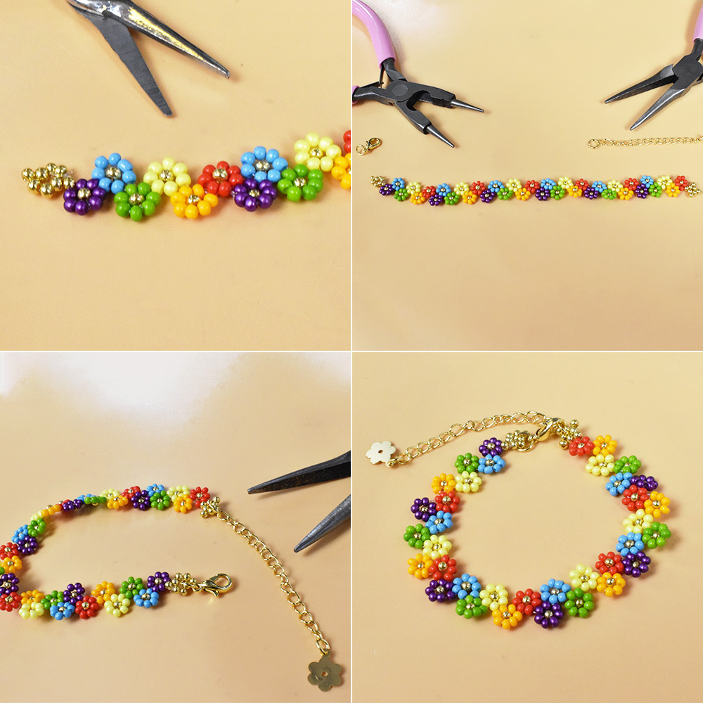 Красочный браслет из бисера в форме цветка