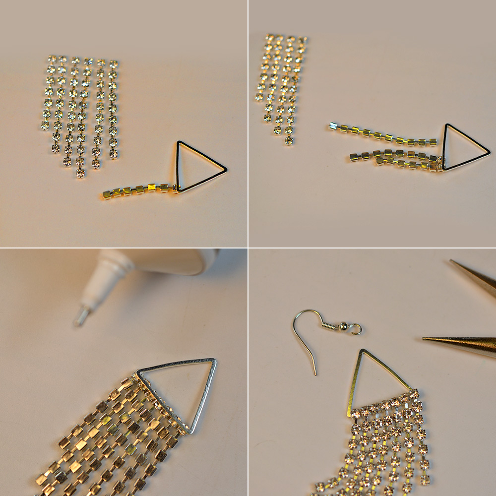 PandaHall Selected идея серег с кисточками с блестящими бриллиантами-3