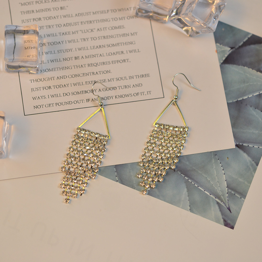 PandaHall Selected идея серег с кисточками с блестящими бриллиантами-7