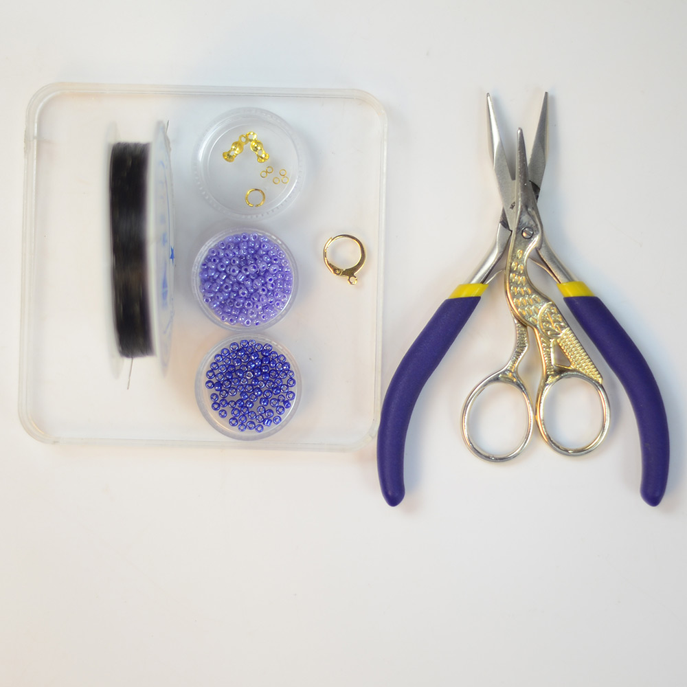 PandaHall Selected мастер-класс по изготовлению фиолетовых сережек из бисера-2