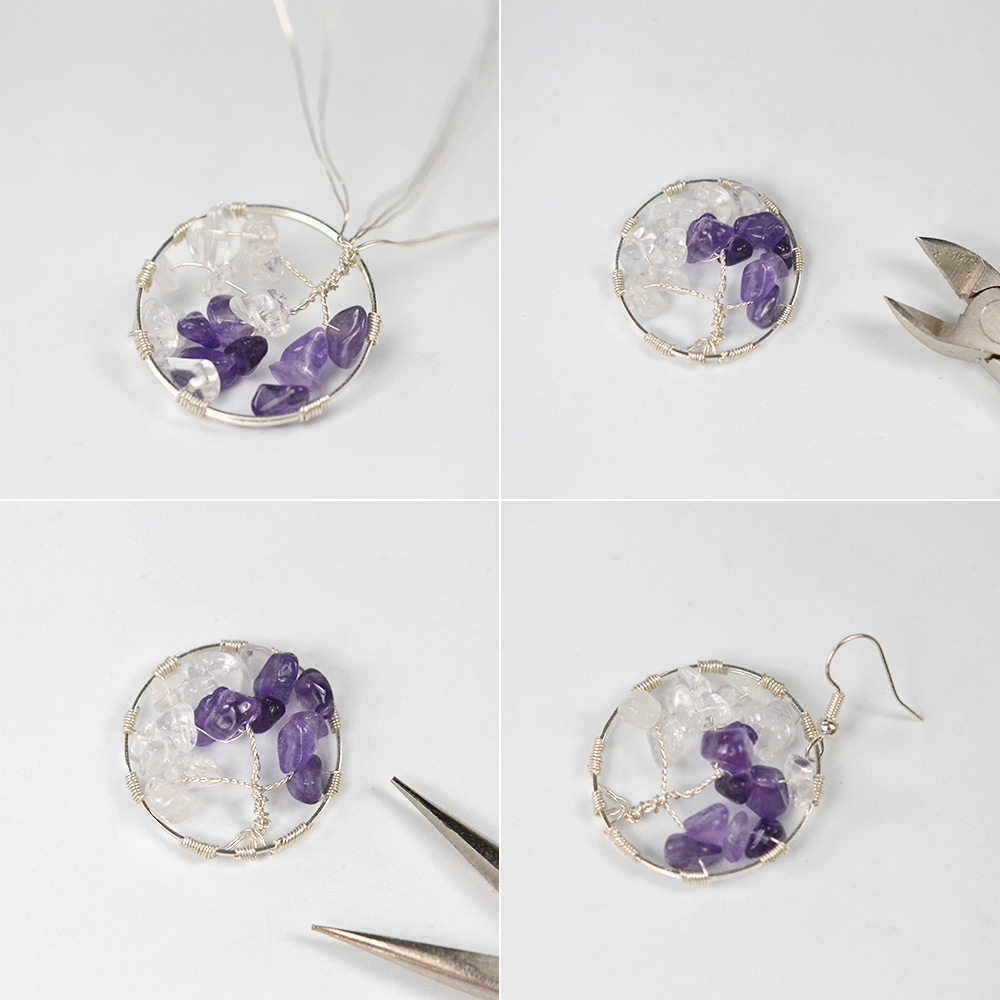 PandaHall Selected мастер-класс по изготовлению серег в форме дерева из проволочной обмотки-5