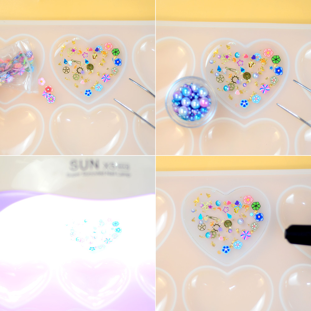 Брелок с прозрачной блестящей подвеской из смолы-4